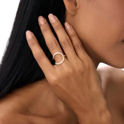 14k Unique Half Bezel Diamond Ring