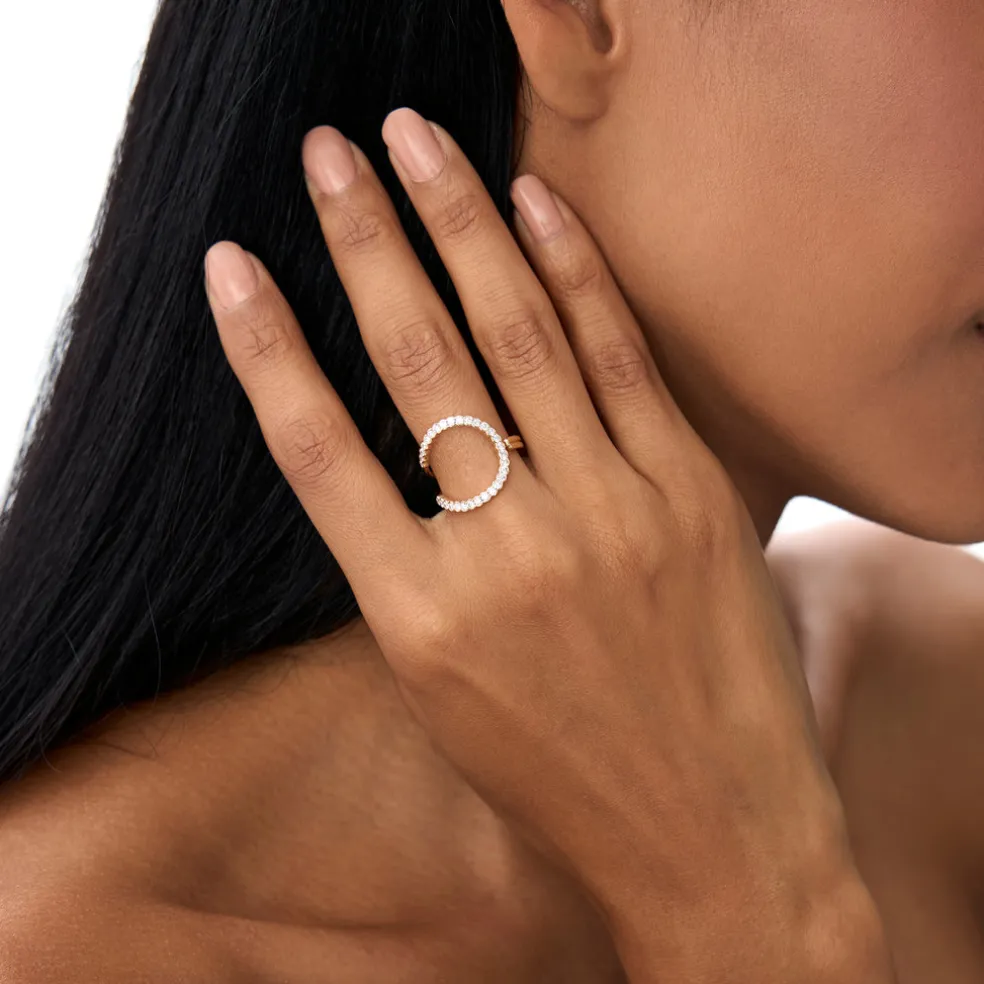 14k Unique Half Bezel Diamond Ring