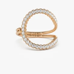 14k Unique Half Bezel Diamond Ring