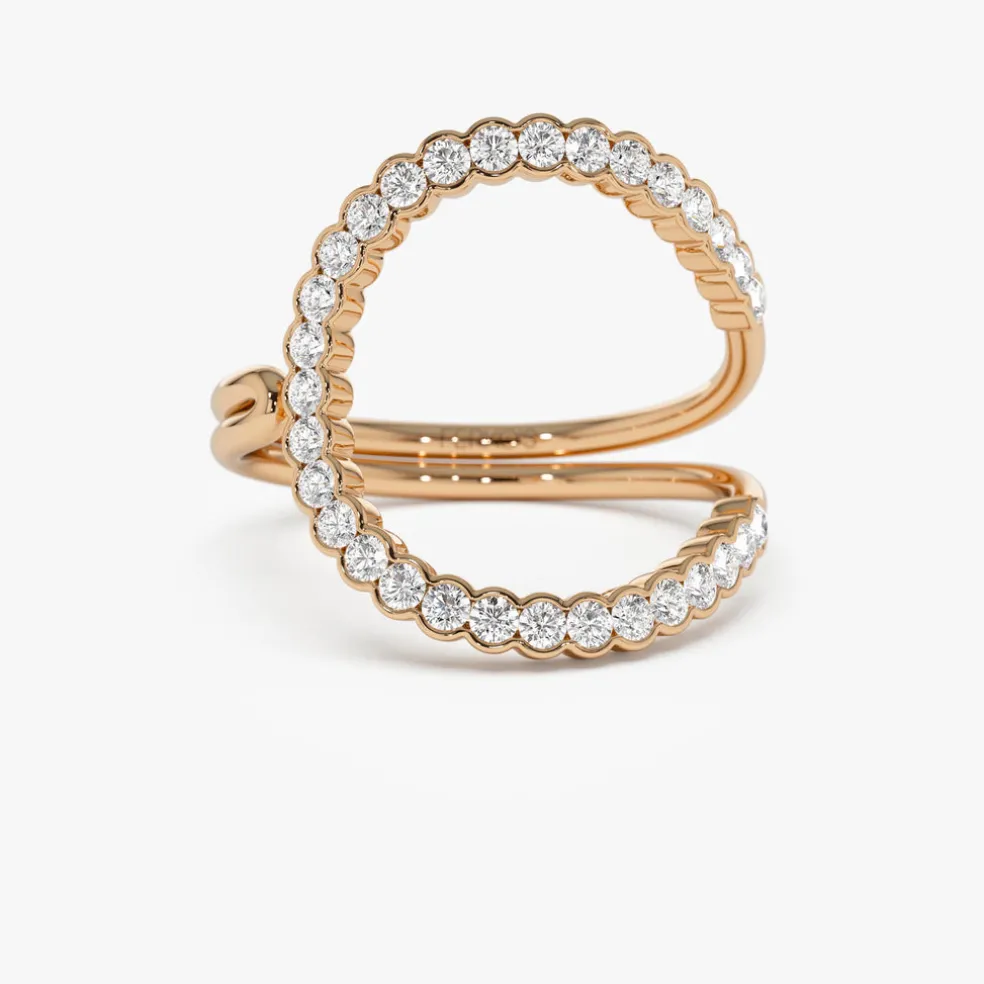 14k Unique Half Bezel Diamond Ring