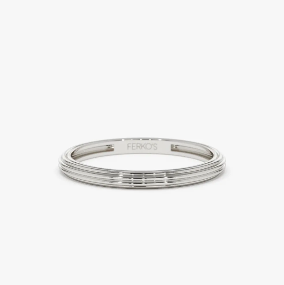 14k Unique Multi Lined 2MM Gold Ring