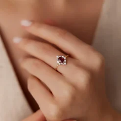 14K Unique Natural Ruby and Baguette Ring
