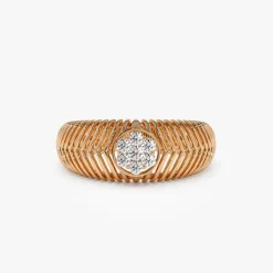 14k Unique Ribbed Illusion Setting Diamond Ring