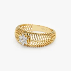 14k Unique Ribbed Illusion Setting Diamond Ring