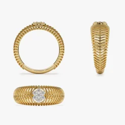 14k Unique Ribbed Illusion Setting Diamond Ring