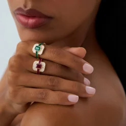 14k Unique Ruby and Diamond Art Deco Ring