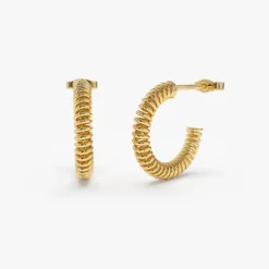 14k Unique Spiral C-Hoop Earring