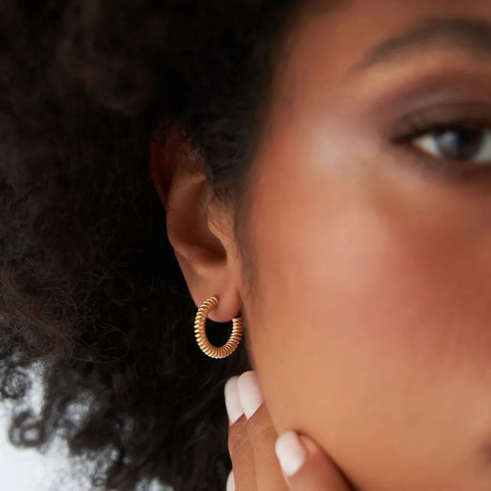 14k Unique Spiral C-Hoop Earring