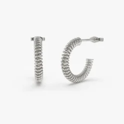 14k Unique Spiral C-Hoop Earring