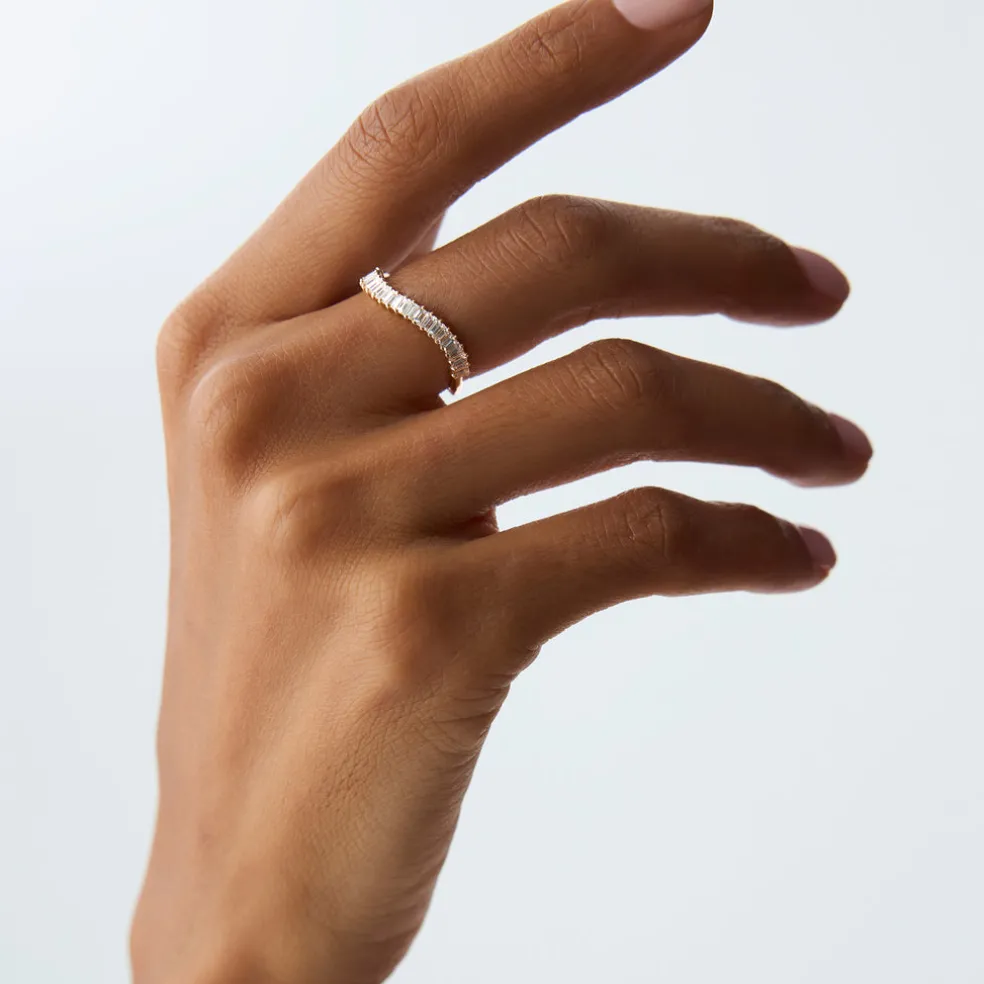 14k Unique Wave Design Baguette Diamond Ring