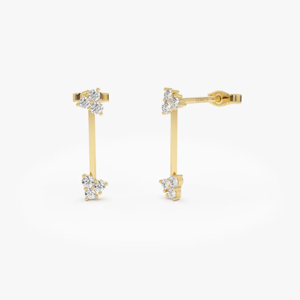 14k Vertical Bar Diamond Earrings
