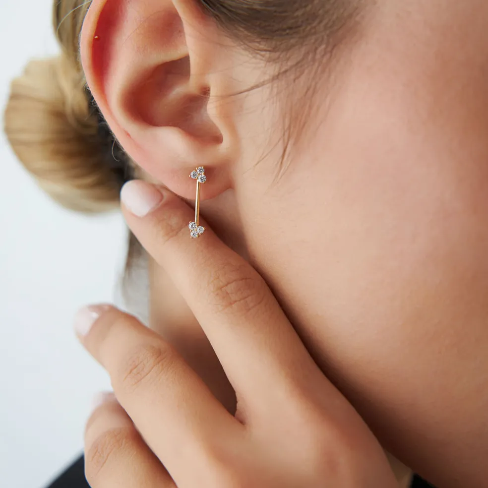 14k Vertical Bar Diamond Earrings
