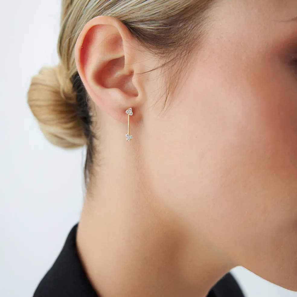 14k Vertical Bar Diamond Earrings