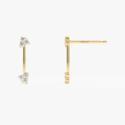 14k Vertical Bar Diamond Earrings