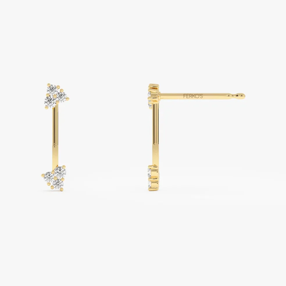 14k Vertical Bar Diamond Earrings