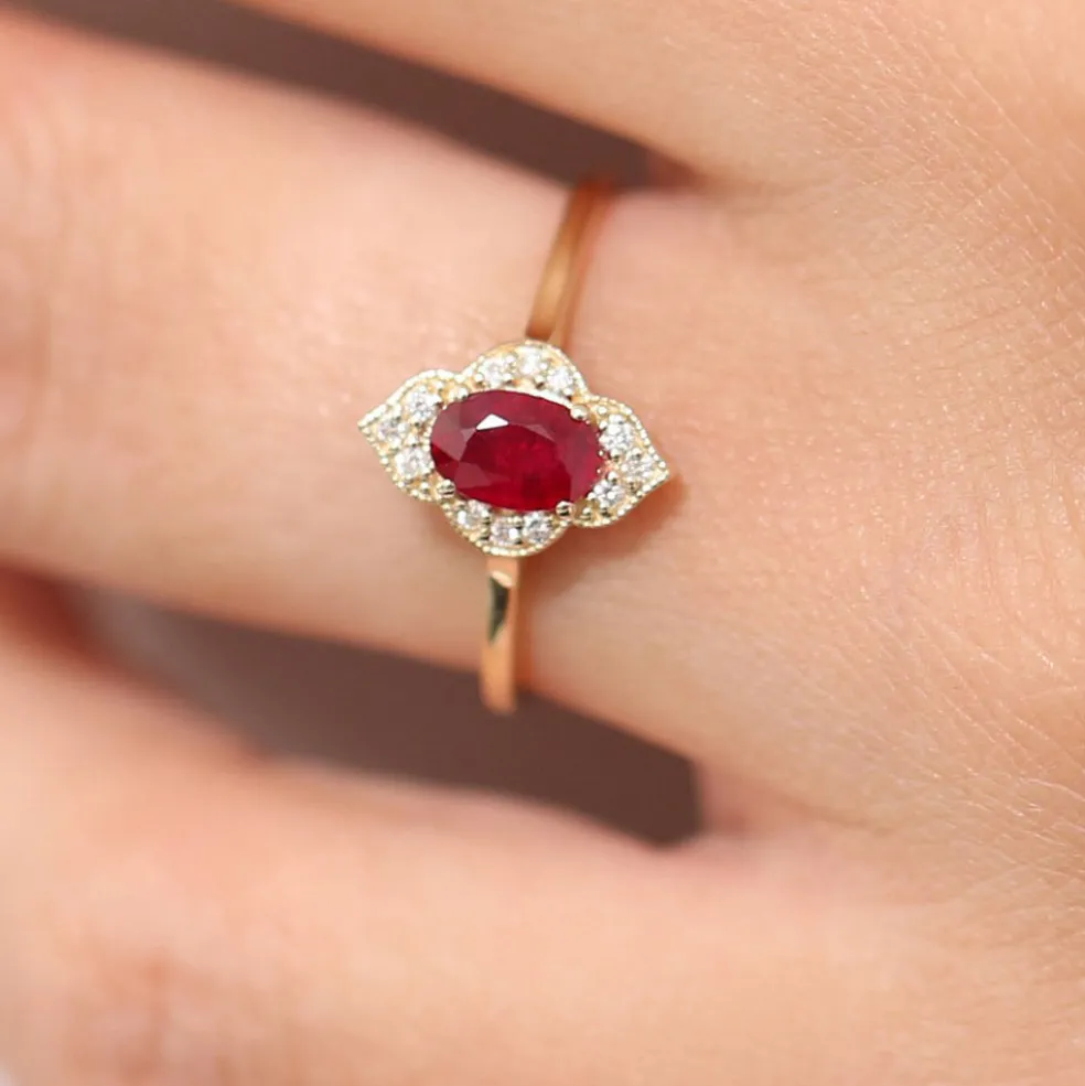 14k Victorian Genuine Ruby Ring