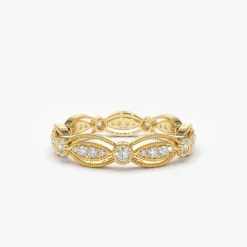 14K Vintage Art Deco Diamond Eternity Wedding Ring