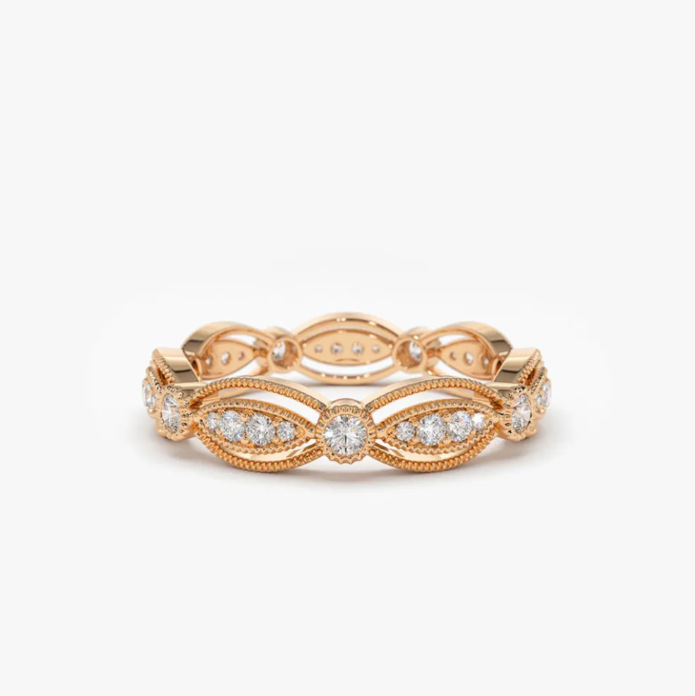 14K Vintage Art Deco Diamond Eternity Wedding Ring