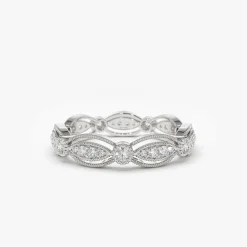 14K Vintage Art Deco Diamond Eternity Wedding Ring