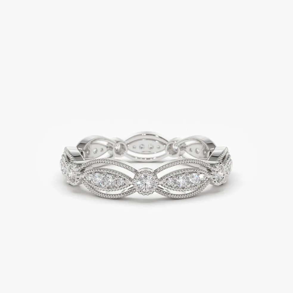 14K Vintage Art Deco Diamond Eternity Wedding Ring