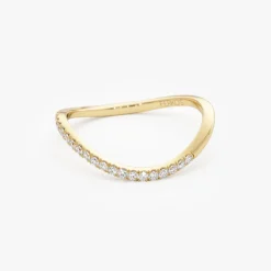 14k Waive Design Micro Pave Diamond Ring