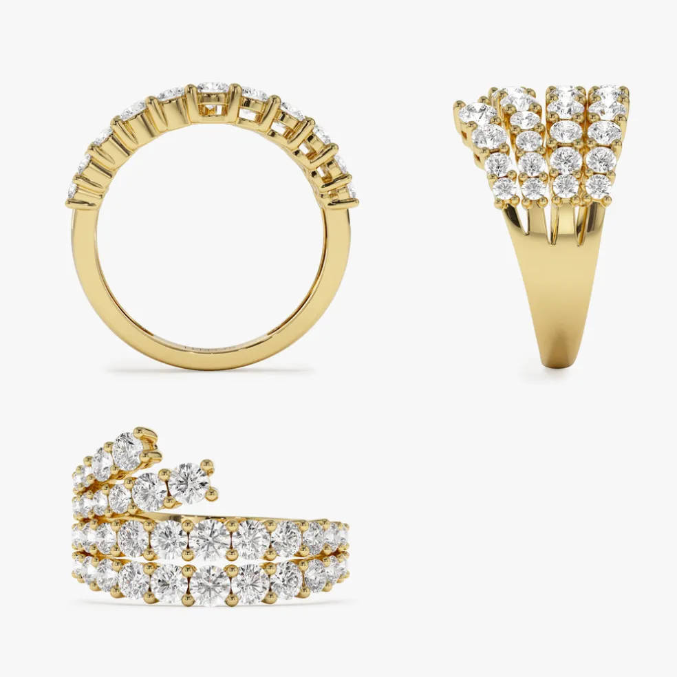 14k Wave Diamond Statement Ring