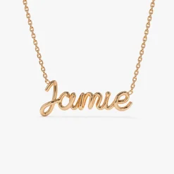 14K Wire Script Custom Name Necklace