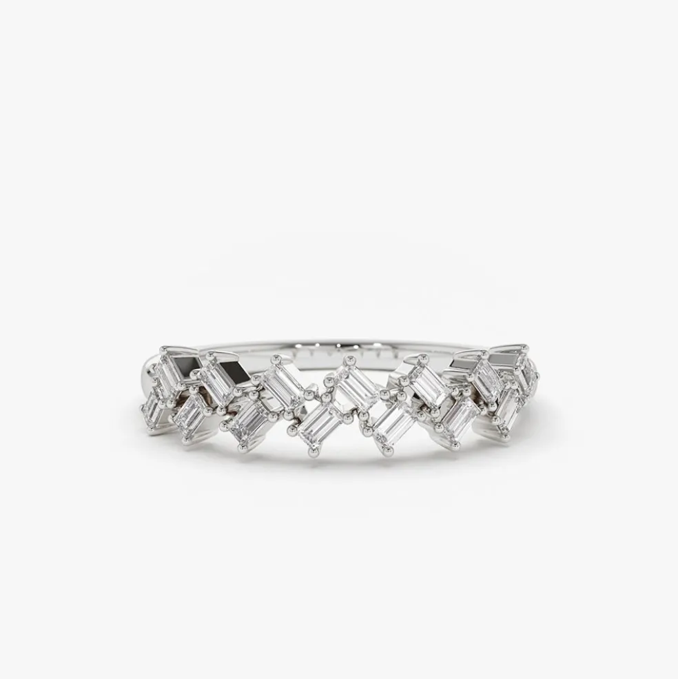 14K Zig Zag Baguette Diamond Ring