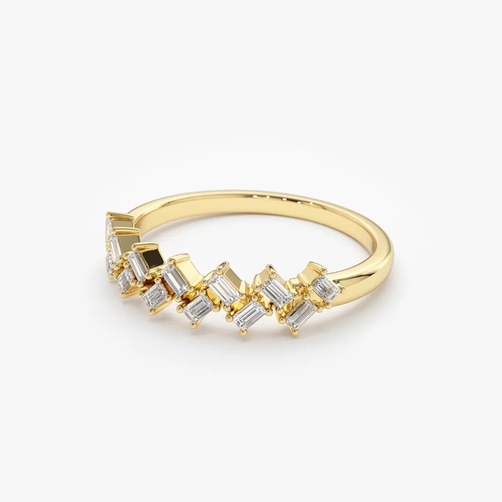 14K Zig Zag Baguette Diamond Ring
