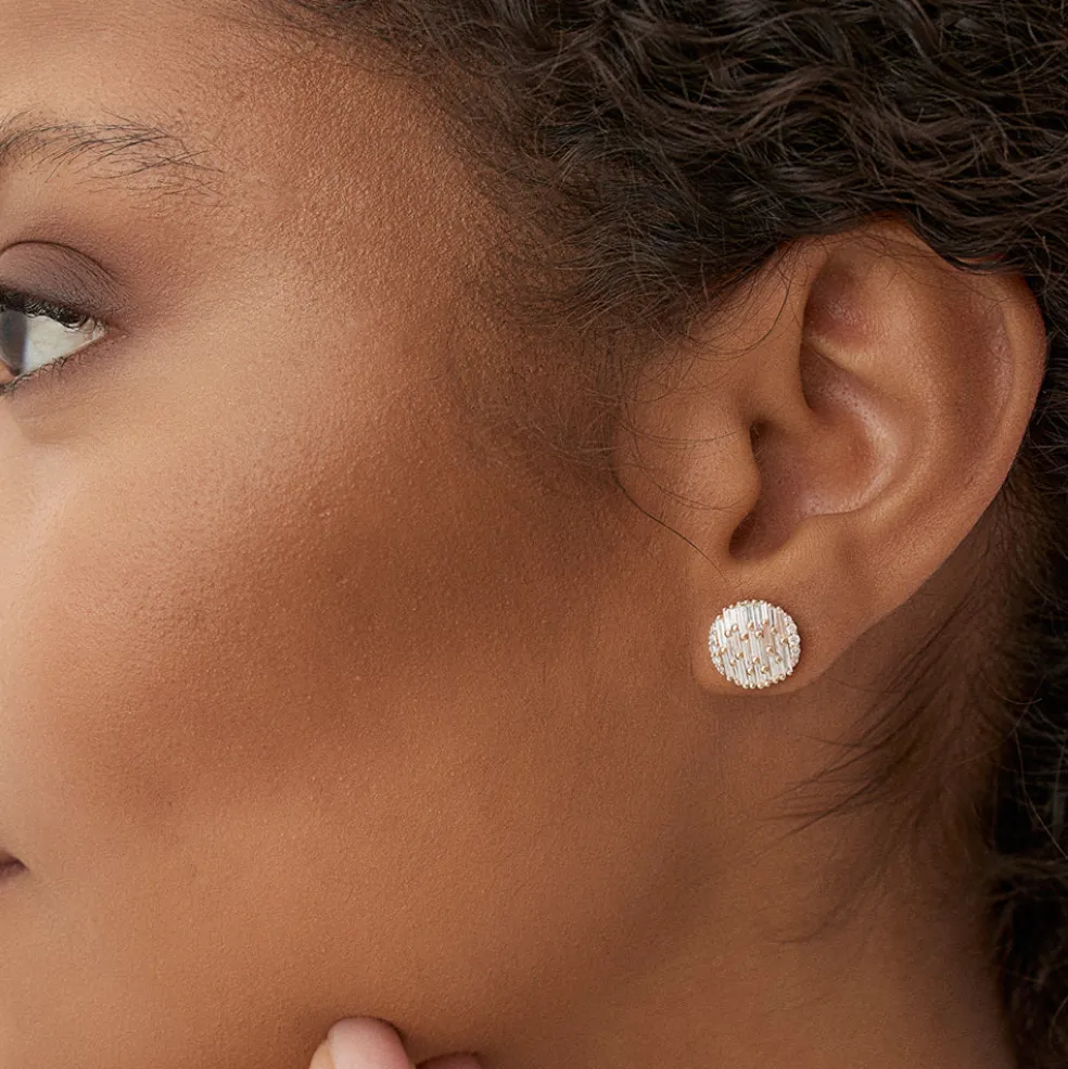 14kBaguette Diamond Needle Cut Statement Earrings