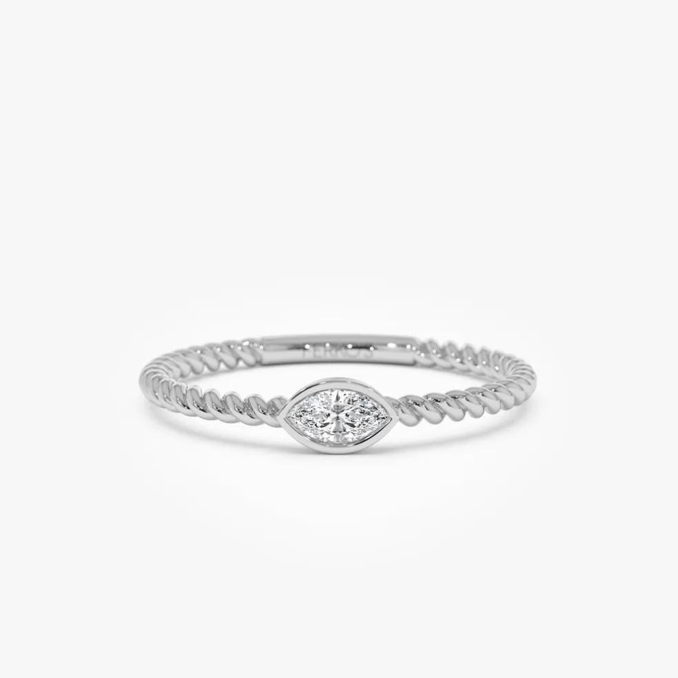 14kt Bezel Marquise Diamond Rope ring