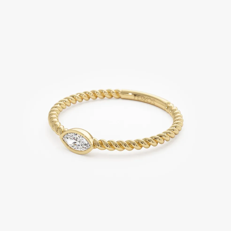 14kt Bezel Marquise Diamond Rope ring