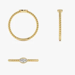 14kt Bezel Marquise Diamond Rope ring