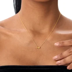 14Kt Gold Baguette Citrine Dainty Birthstone Necklace