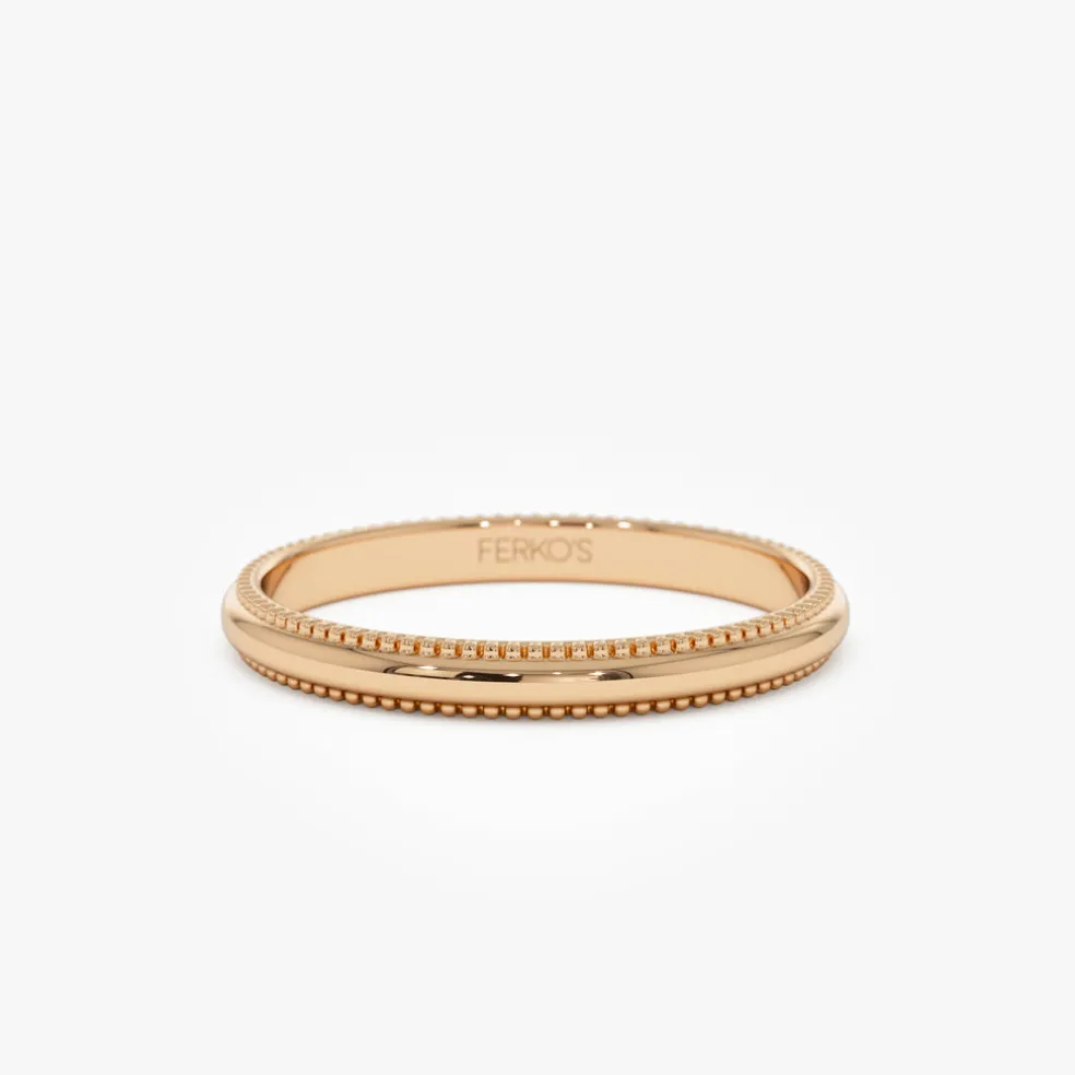 14kt Milgraine Edge Wedding Band