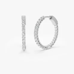 14Kt 21.5MM Inside Out Diamond Hoops