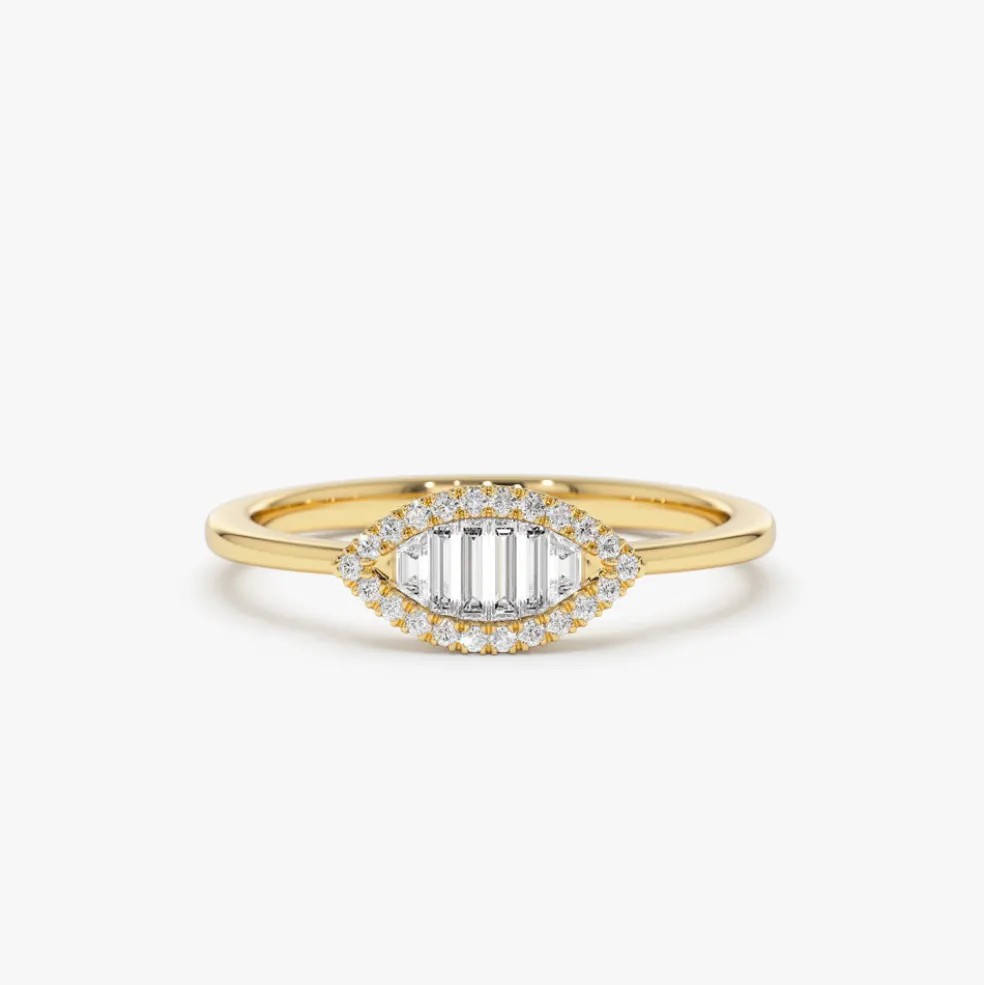 Marquise Baguette Diamond Ring in 14K