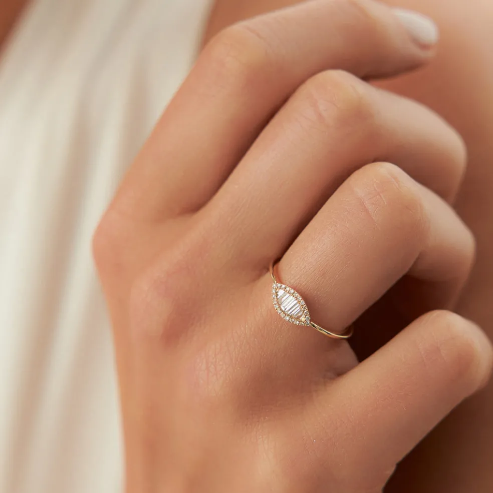 Marquise Baguette Diamond Ring in 14K