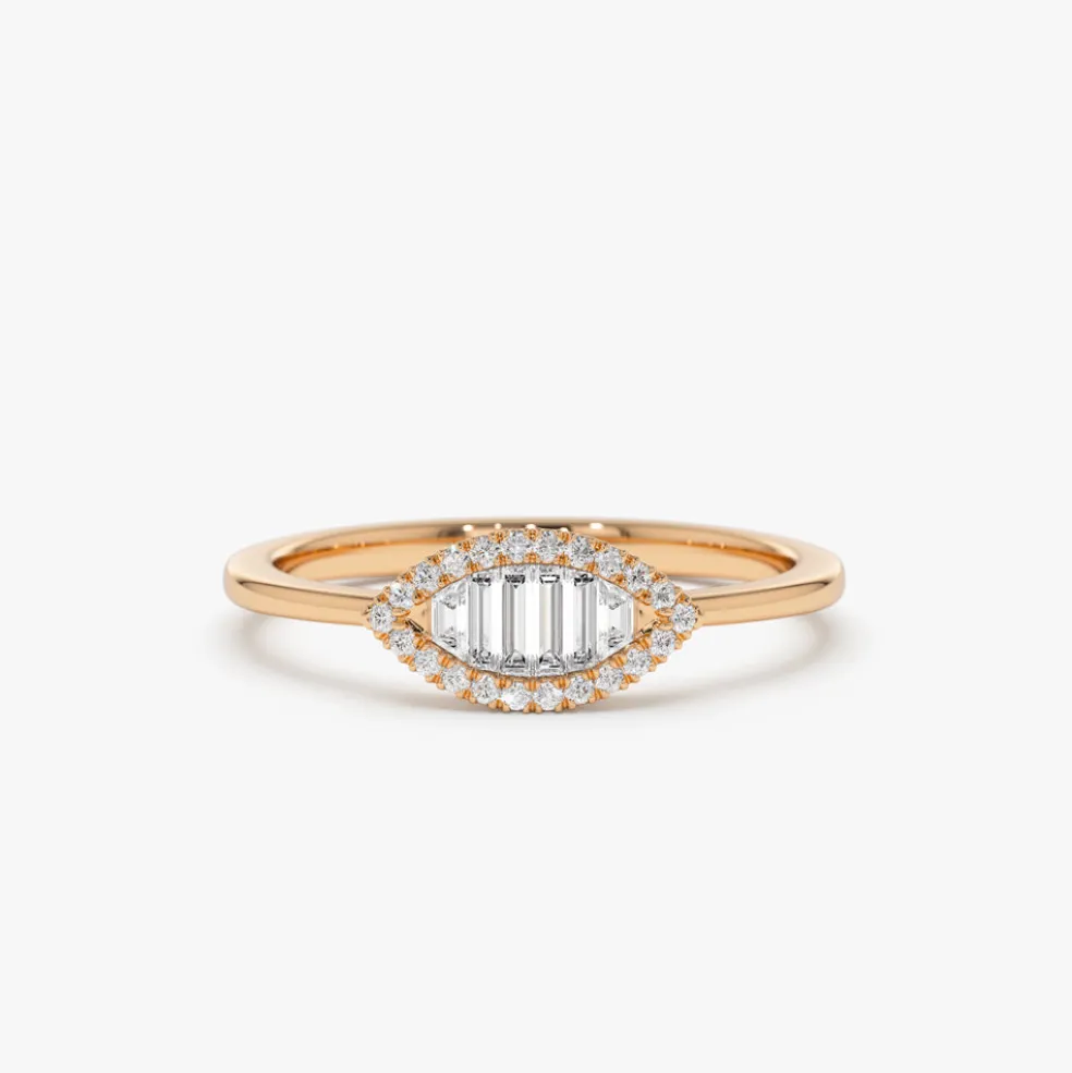 Marquise Baguette Diamond Ring in 14K