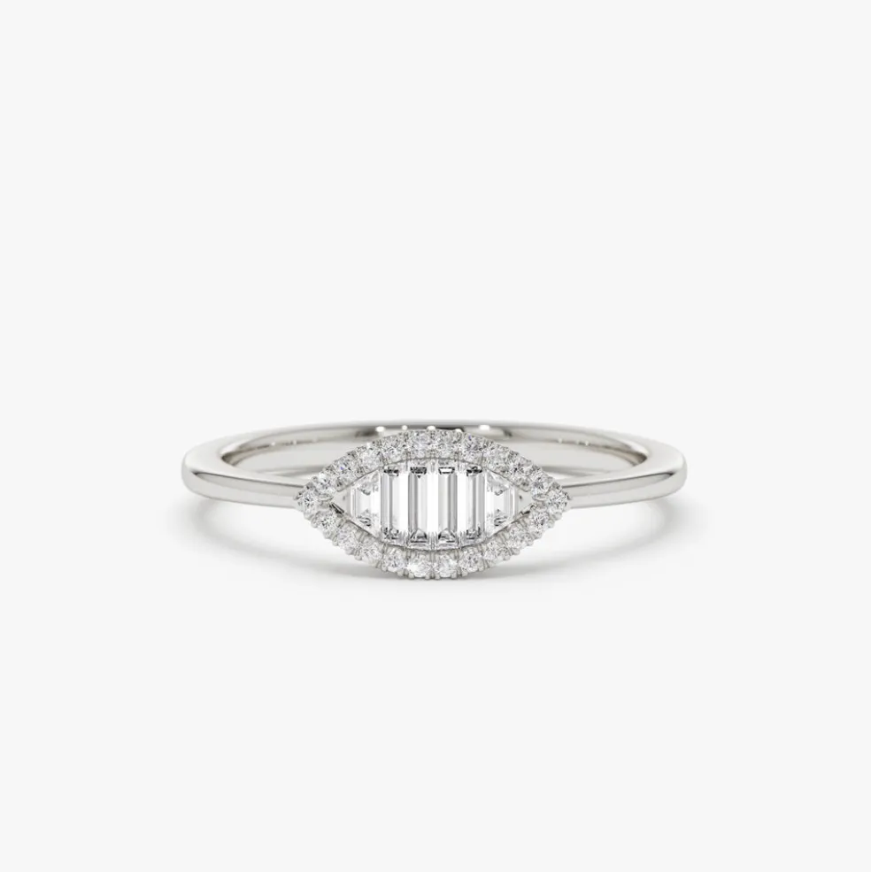 Marquise Baguette Diamond Ring in 14K