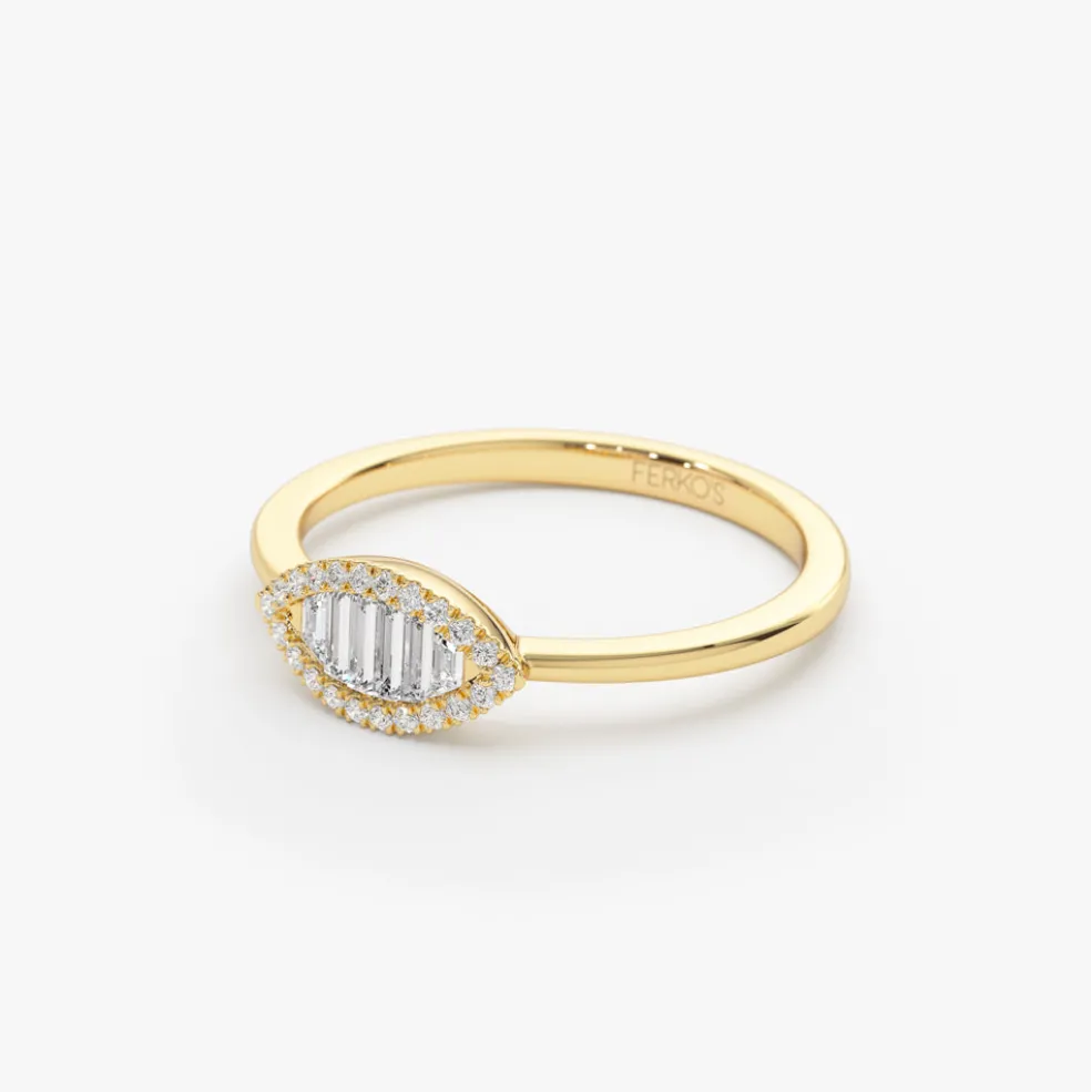 Marquise Baguette Diamond Ring in 14K