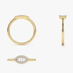 Marquise Baguette Diamond Ring in 14K
