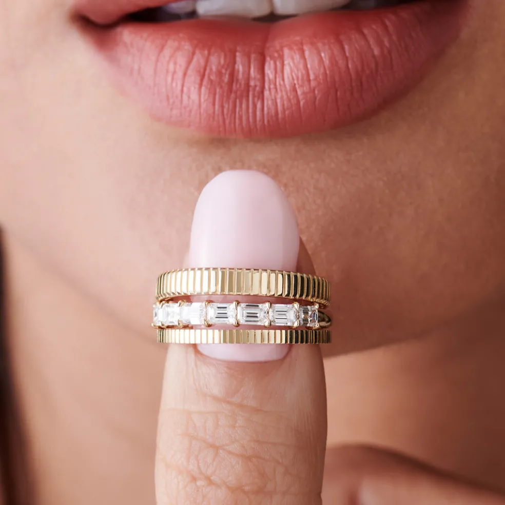 3MM Ribbed Ring in 14k Gold