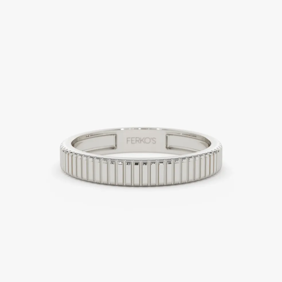 3MM Ribbed Ring in 14k Gold