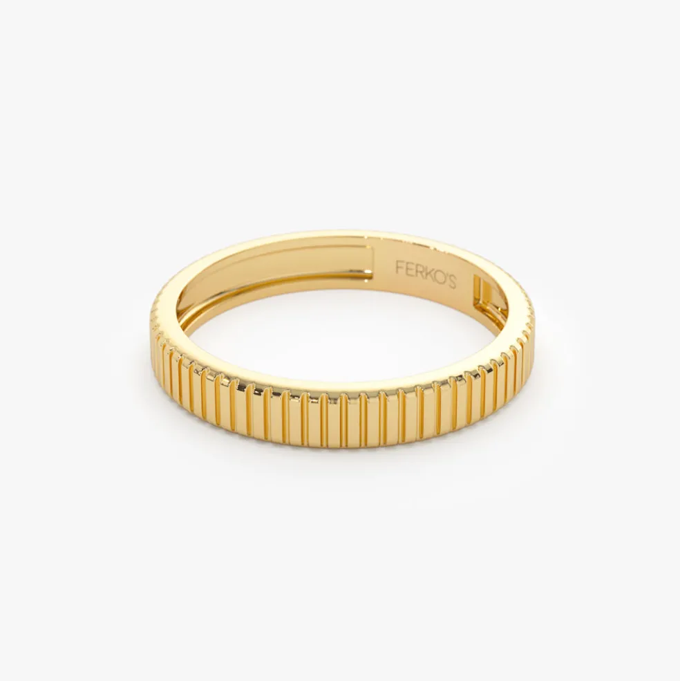 3MM Ribbed Ring in 14k Gold