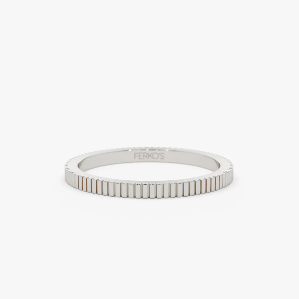 1.5MM Ribbed Ring in 14k Gold