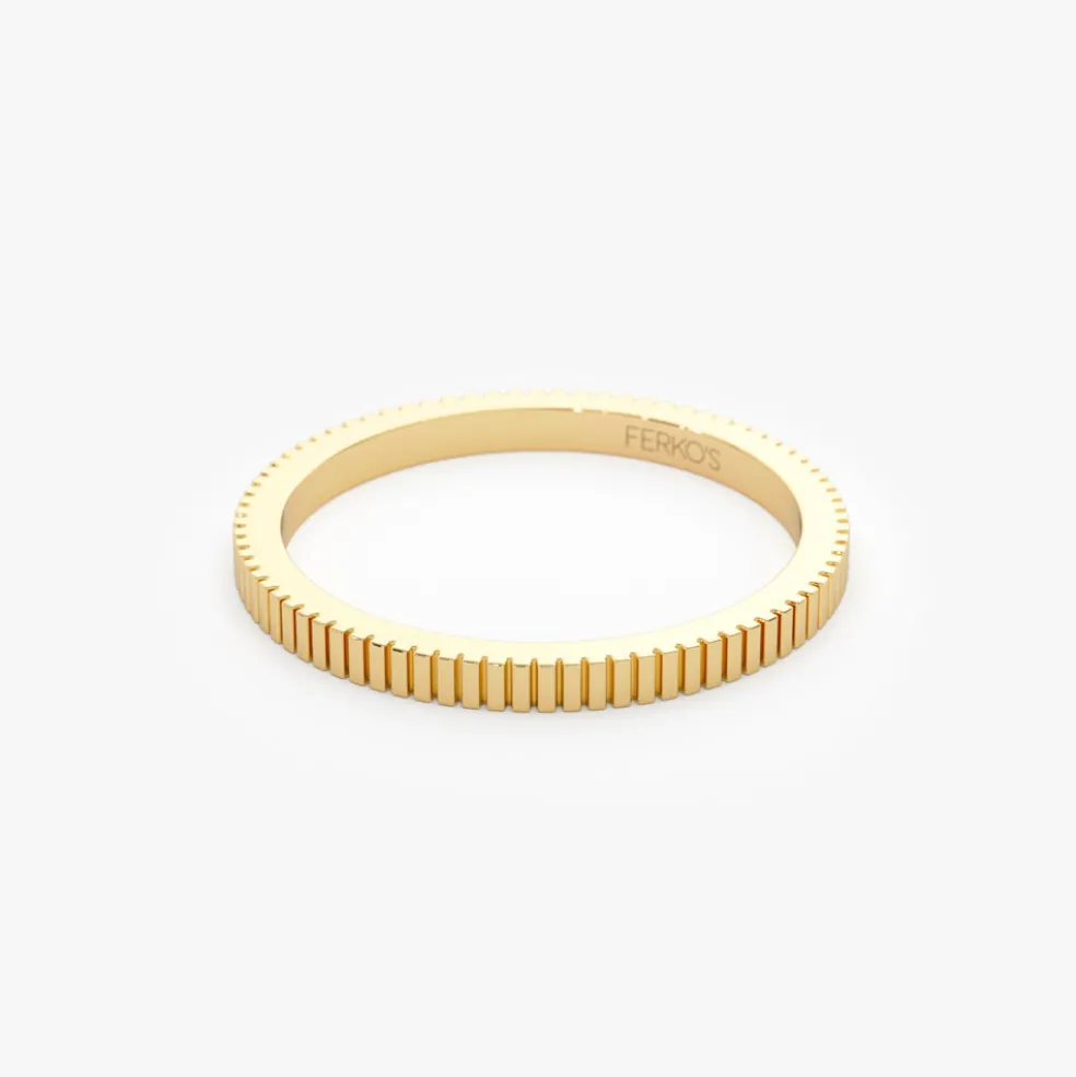 1.5MM Ribbed Ring in 14k Gold
