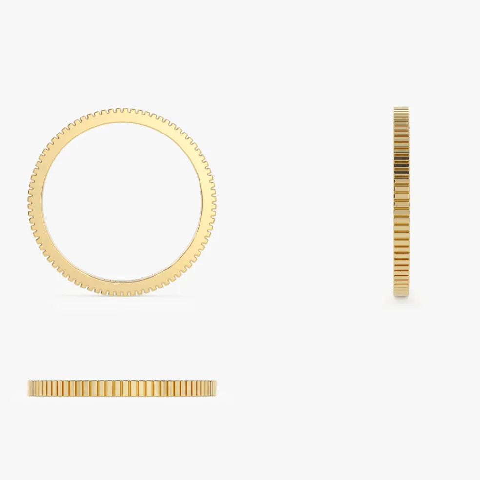 1.5MM Ribbed Ring in 14k Gold
